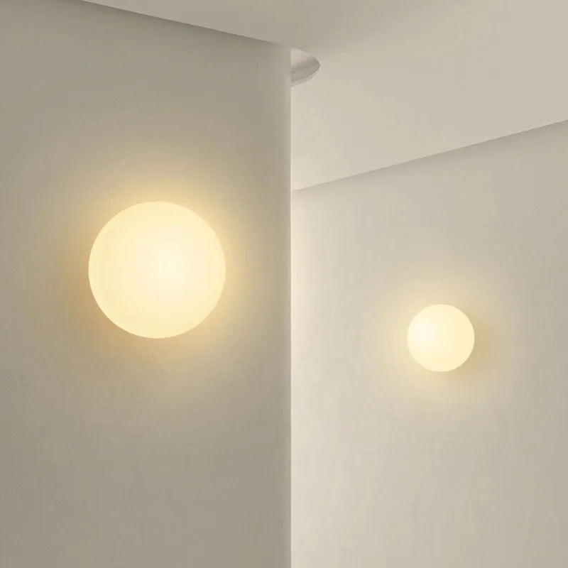 Modern Frosted Glass Globe Wall Sconce for Hallways and Living Rooms