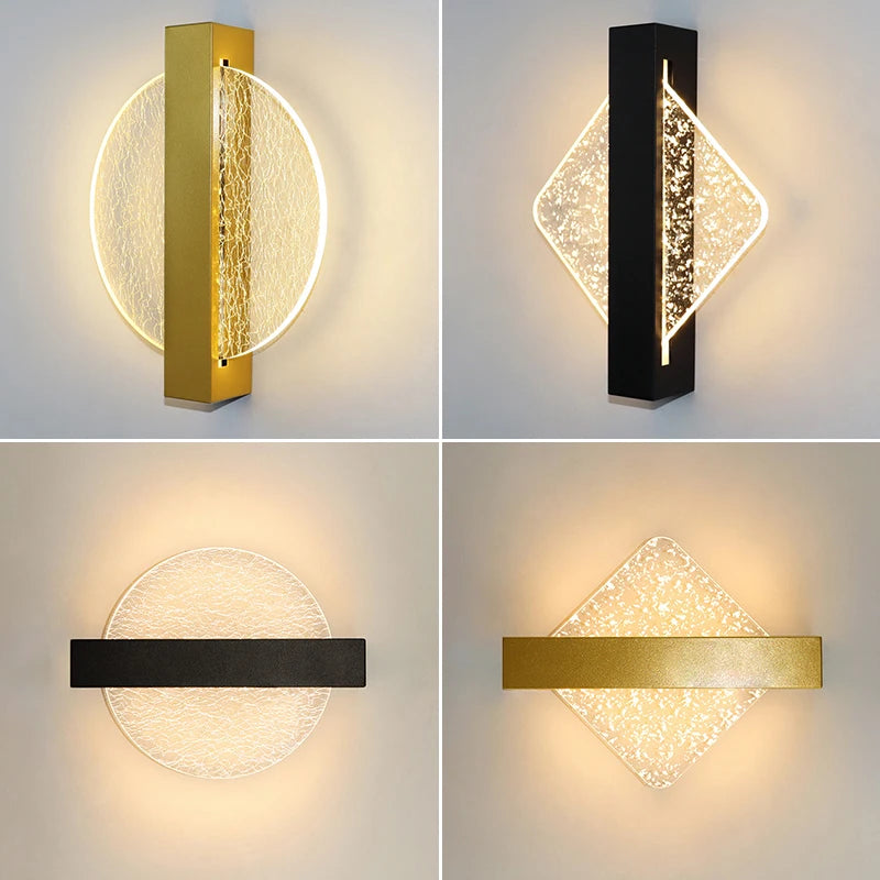 Modern Gold Foil LED Wall Sconce for Bedroom and Living Room
