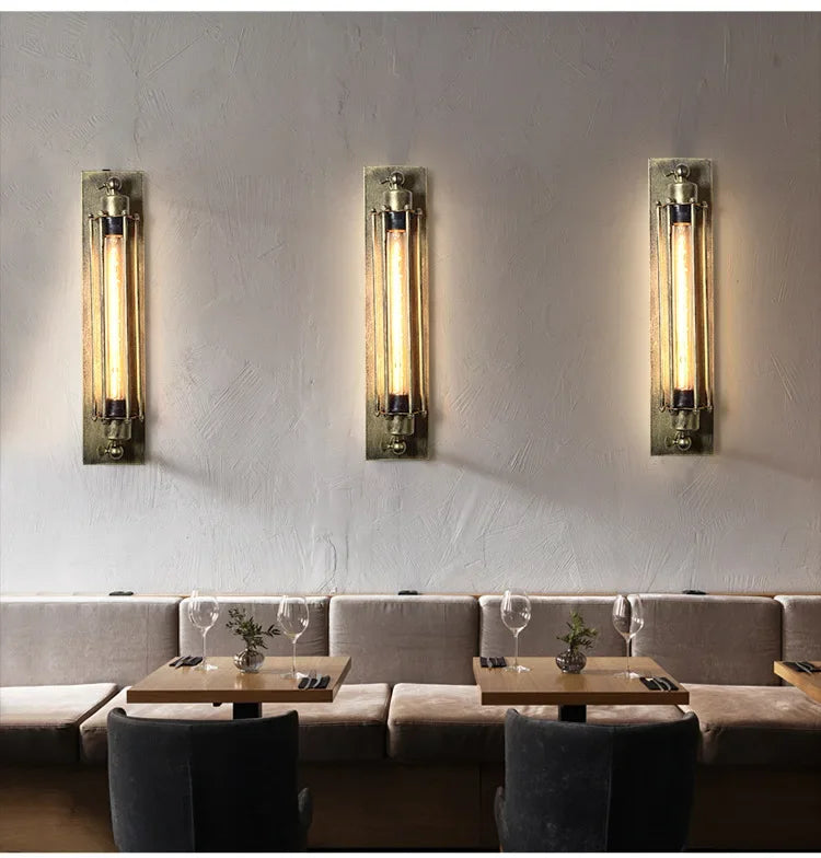 Rustic Industrial Iron Wall Sconce for Restaurants and Lofts