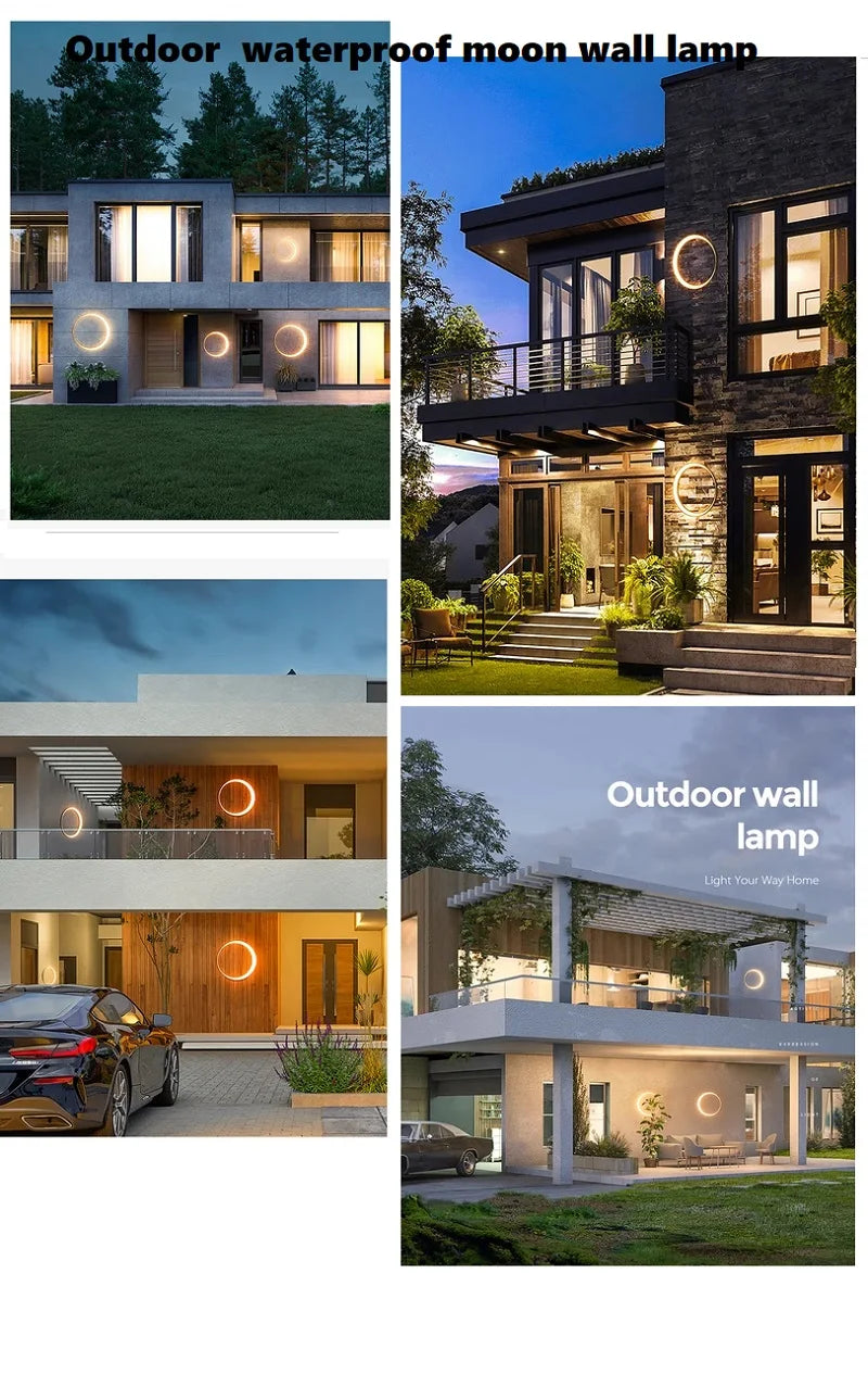 Modern Circular Outdoor Wall Light for Patios and Contemporary Porch Decor
