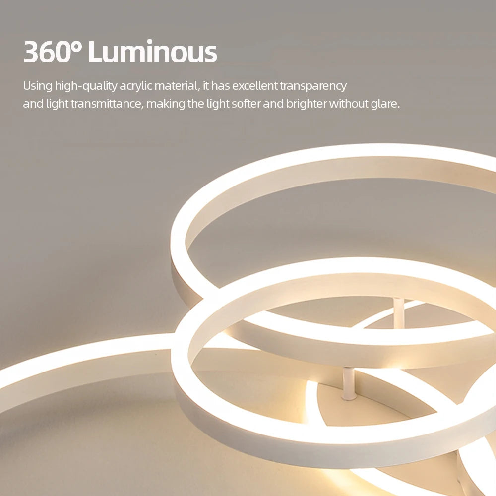 Modern Dimmable LED Ceiling Chandelier for Living Rooms and Bedrooms