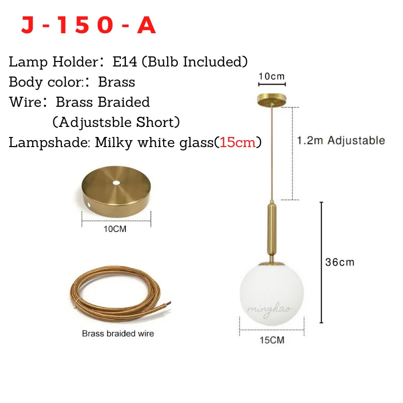 Modern Nordic Glass Globe Pendant Light for Dining and Living Rooms