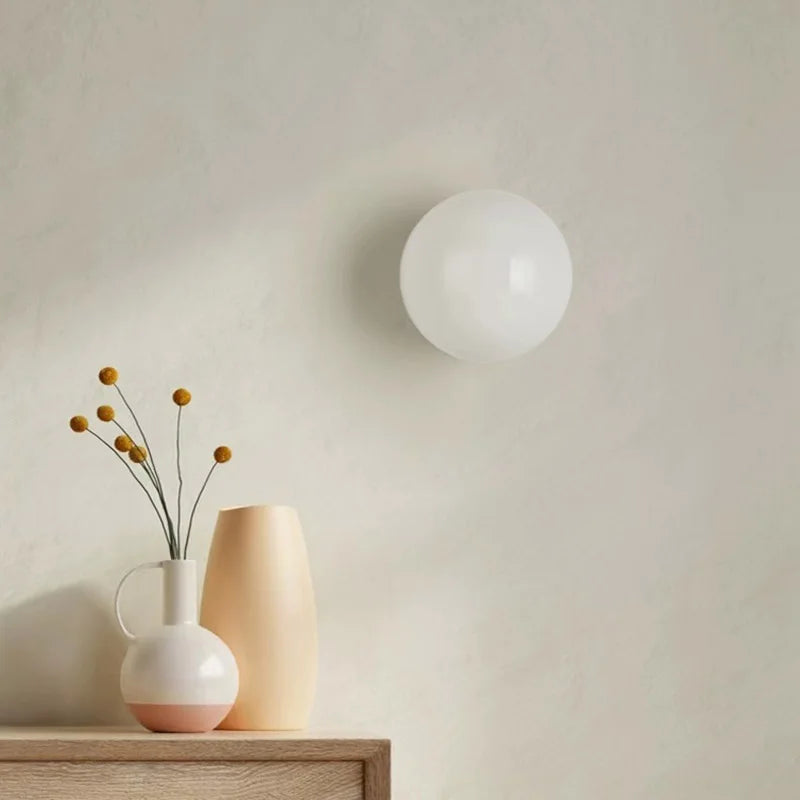 Modern Frosted Glass Globe Wall Sconce for Hallways and Living Rooms
