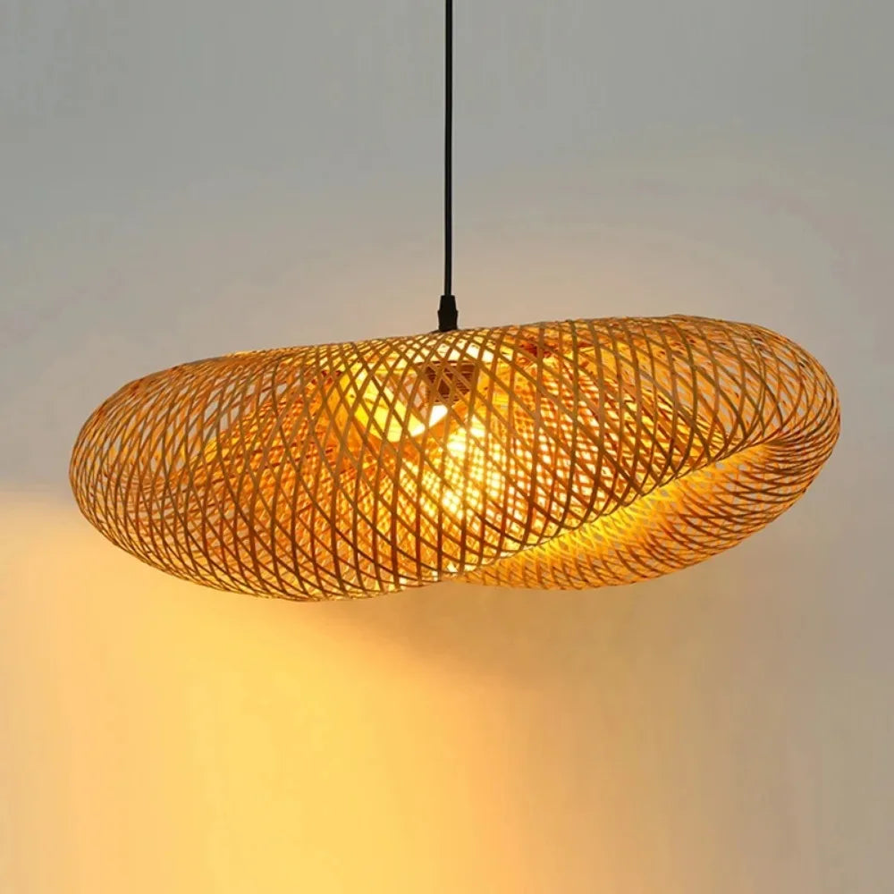 Handwoven Bamboo Pendant Light for Rustic Dining Rooms and Living Spaces