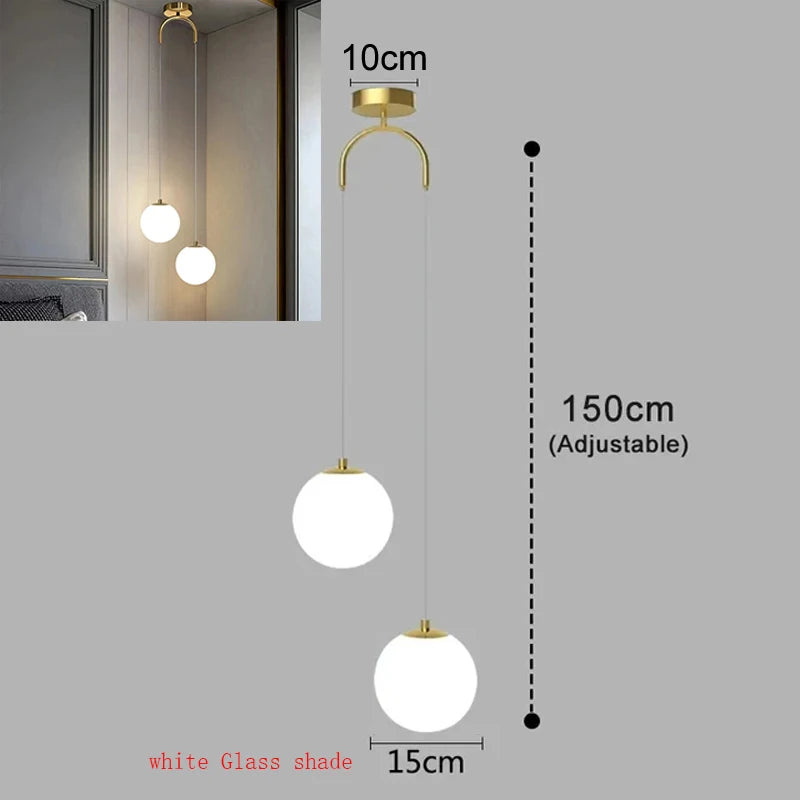 Nordic Glass Globe Pendant Light in Brass for Modern Dining Rooms
