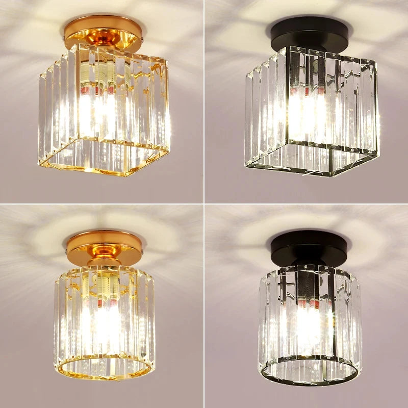 Modern Crystal Flush Mount Ceiling Light for Hallways and Foyer Entrances
