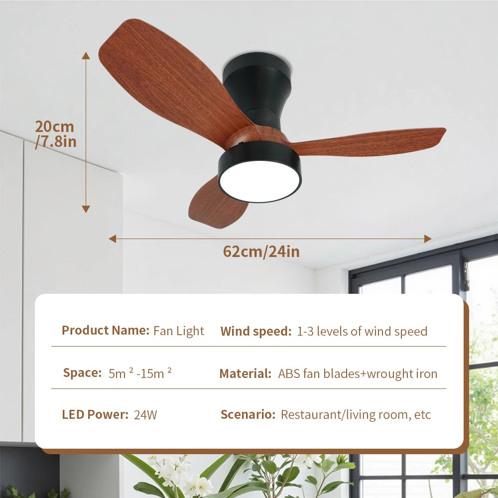Modern LED Ceiling Fan with Remote for Living Rooms and Bedrooms