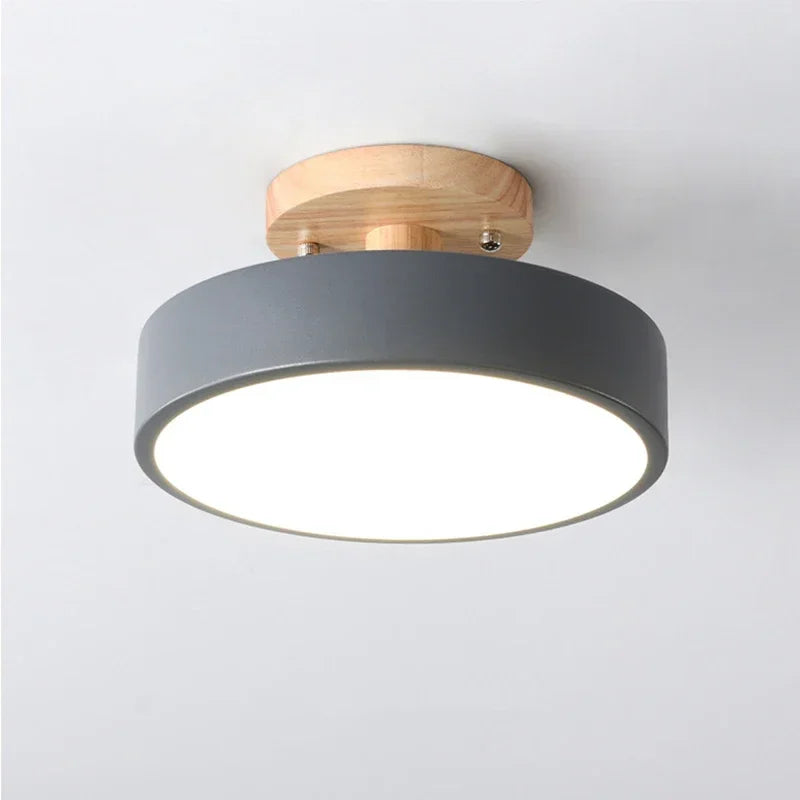 Nordic Round Wood Ceiling Light for Hallway and Dining Room