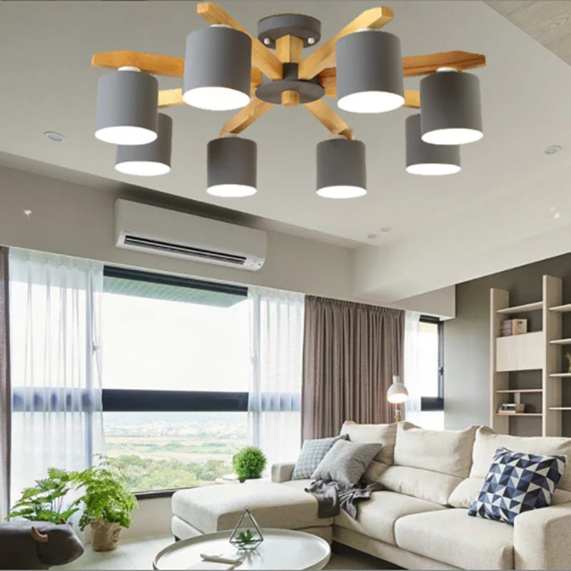 Modern Solid Wood Pendant Light for Dining Rooms and Kitchens