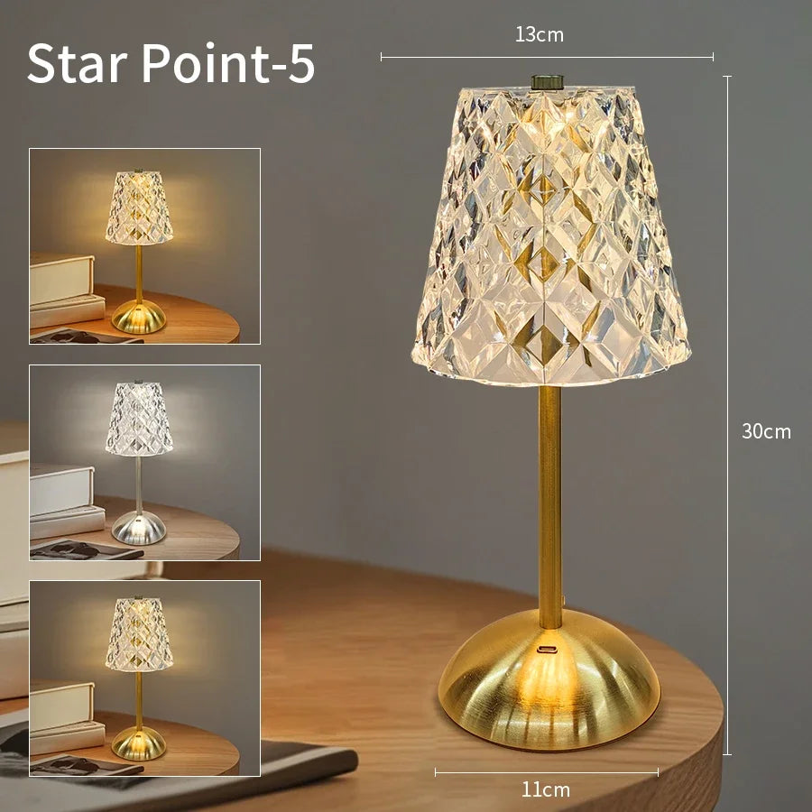 Crystal LED Table Lamp with Touch Sensor for Hotels and Bedside Decor