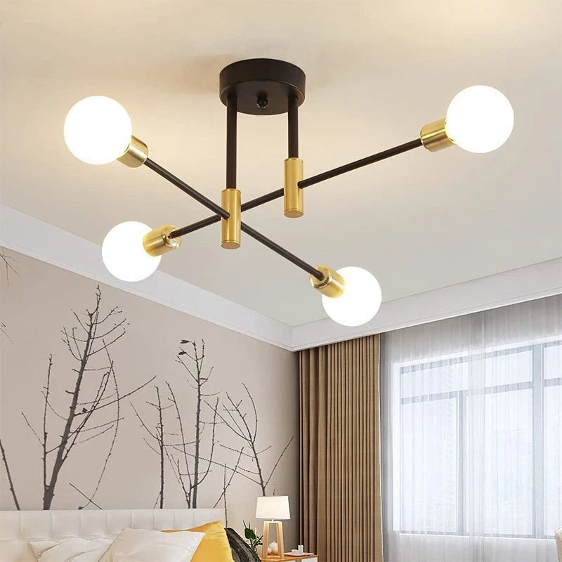 Industrial Wrought Iron Ceiling Chandelier for Modern Living Room Interiors