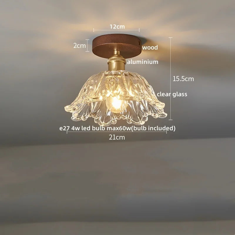 Modern Walnut and Copper LED Ceiling Light for Hallways and Living Rooms