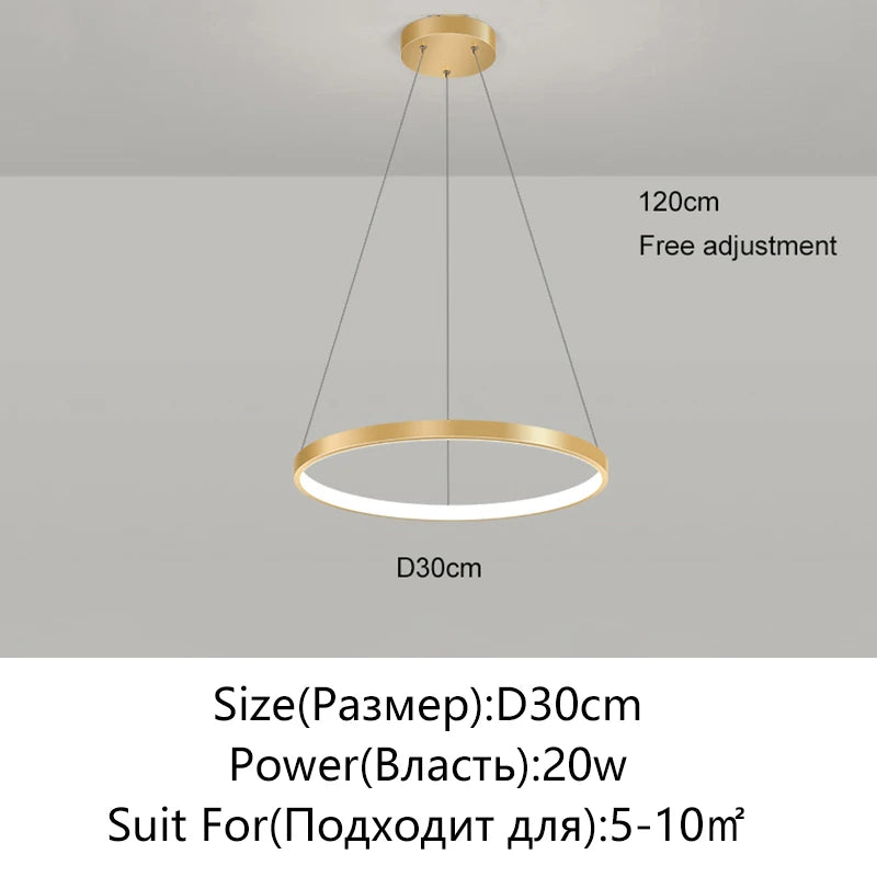 Minimalist Round LED Pendant Light for Modern Living Rooms and Restaurants