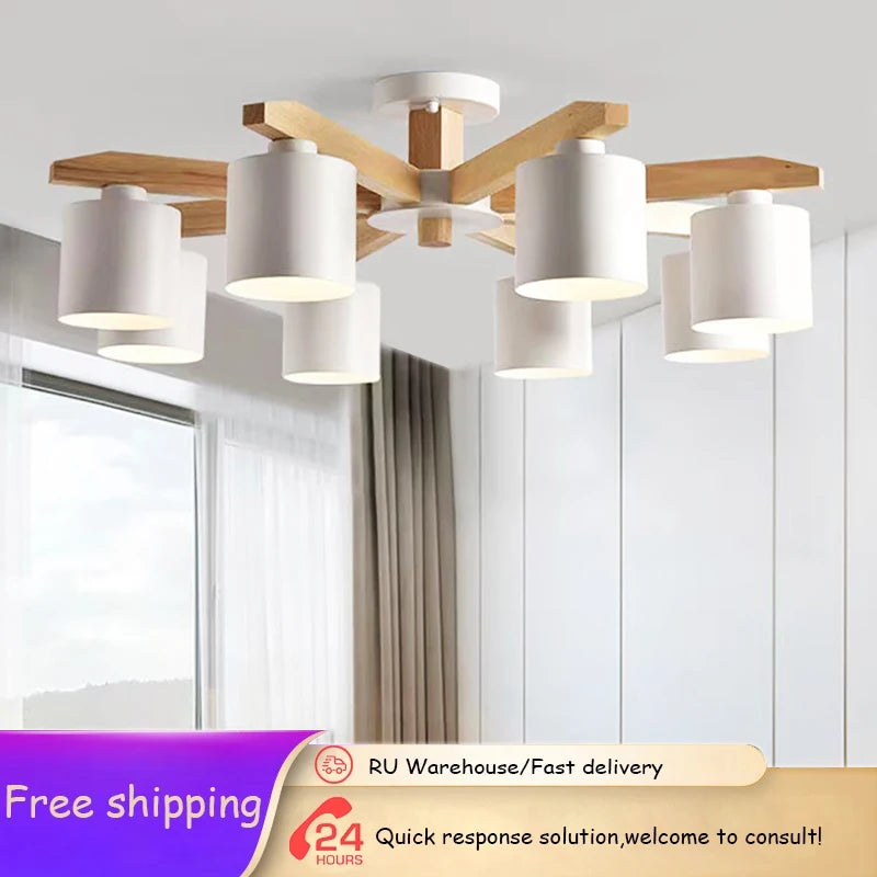 Modern Solid Wood Pendant Light for Dining Rooms and Kitchens