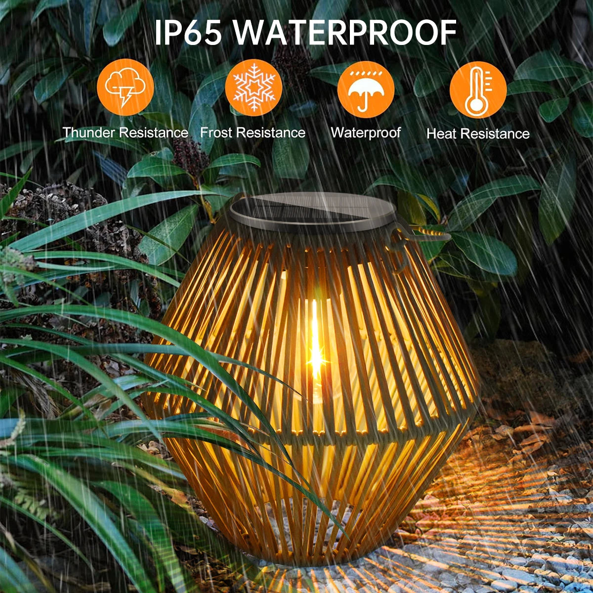 Woven Solar Hanging Lantern for Bohemian Garden and Patio Decor
