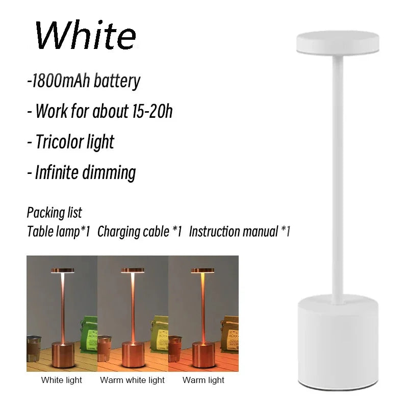 Wireless Rechargeable LED Table Lamp for Modern Restaurants and Hotels
