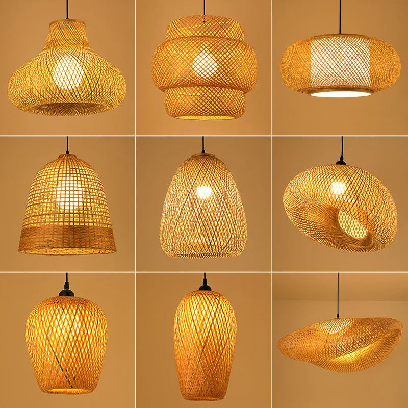 Handmade Rattan Bamboo Pendant Light for Rustic Cafes and Restaurants