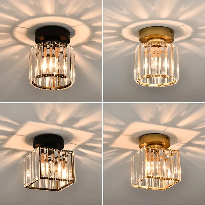 Modern Crystal Flush Mount Ceiling Light for Hallways and Foyer Entrances