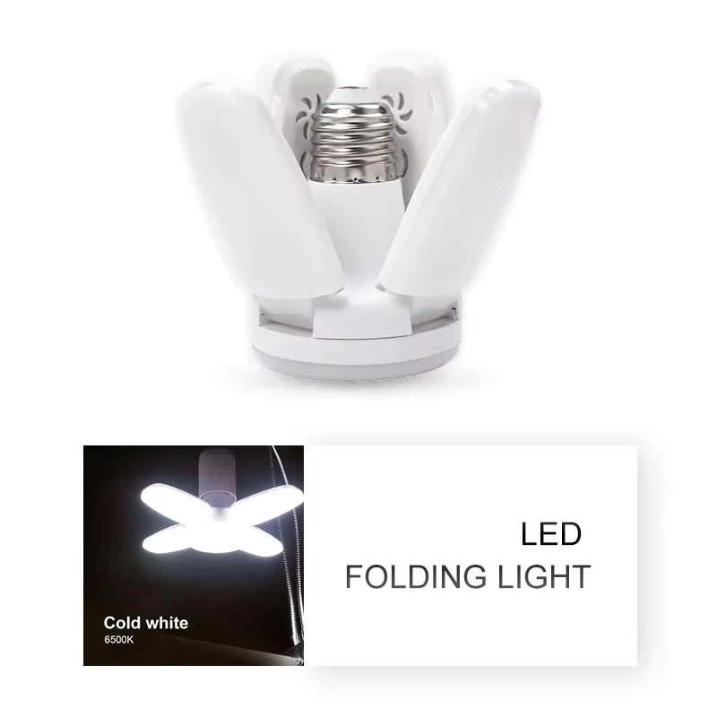 Foldable LED Ceiling Light with Motion Sensor for Garages and Warehouses