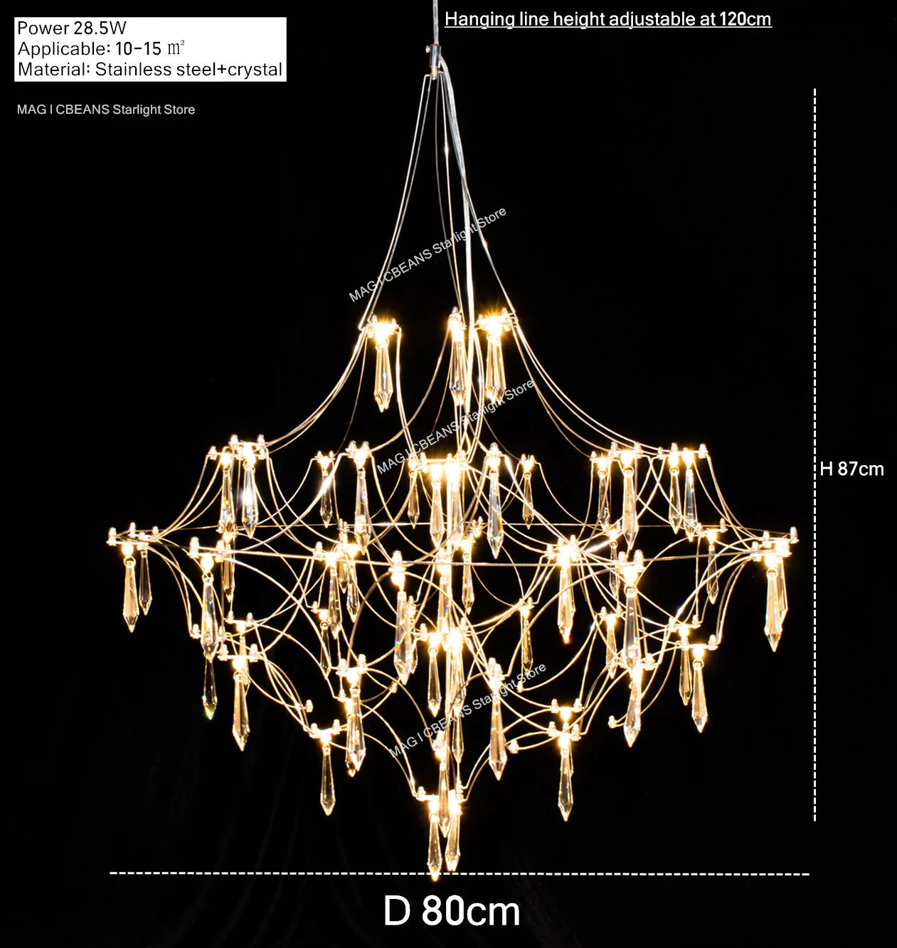 Luxury Starry Crystal Chandelier for Modern Hotel Lobbies and Elegant Dining Spaces