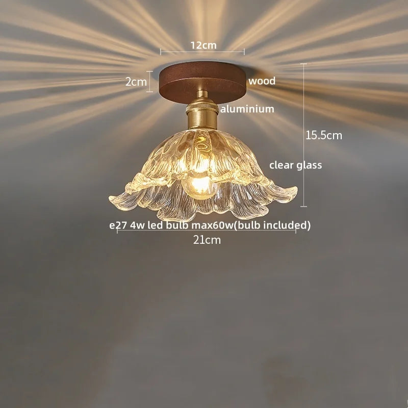 Modern Walnut and Copper LED Ceiling Light for Hallways and Living Rooms