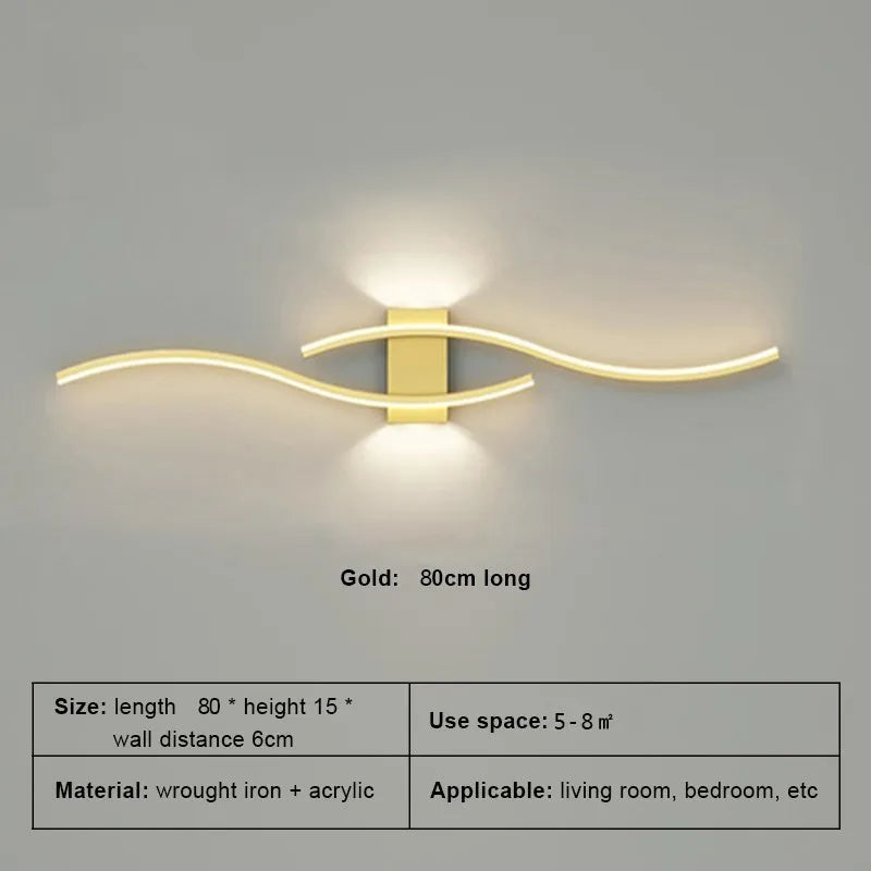 Modern LED Strip Wall Lamp for Living Room and Bedroom Interiors