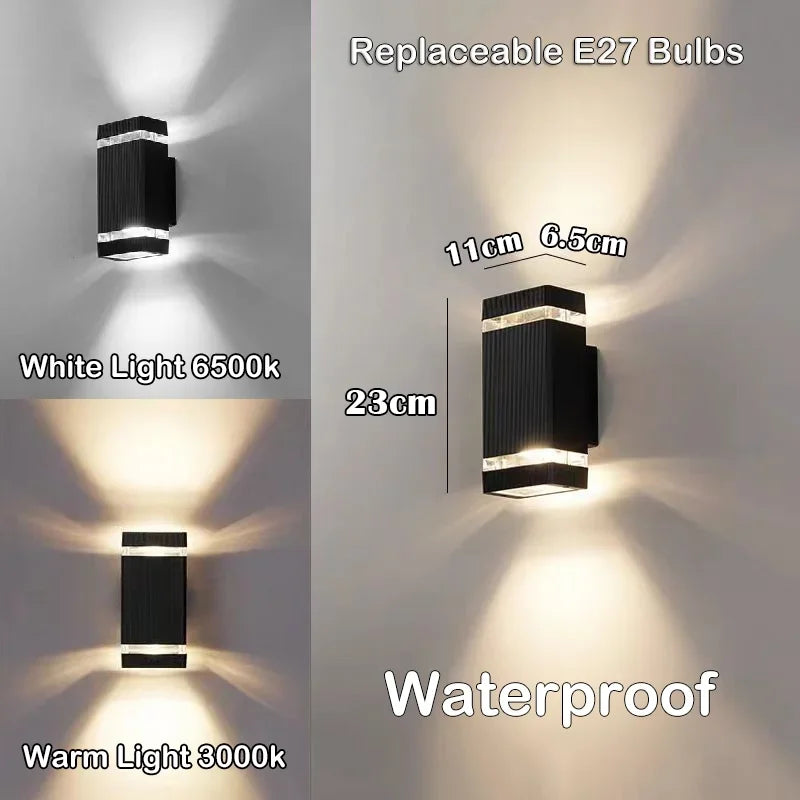 Modern Up and Down Outdoor Wall Sconce for Porch and Garden
