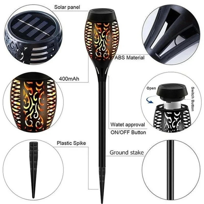 Solar LED Flame Torch Light for Garden and Outdoor Path Decor