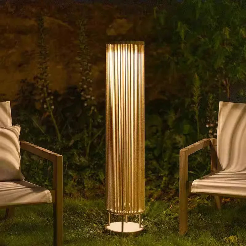 Nordic Rattan Solar Standing Lamp for Garden Balcony and Courtyard Decor