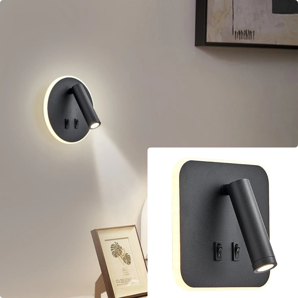 Adjustable Rotating LED Wall Spotlight for Hotel Reading and Bedside Lighting