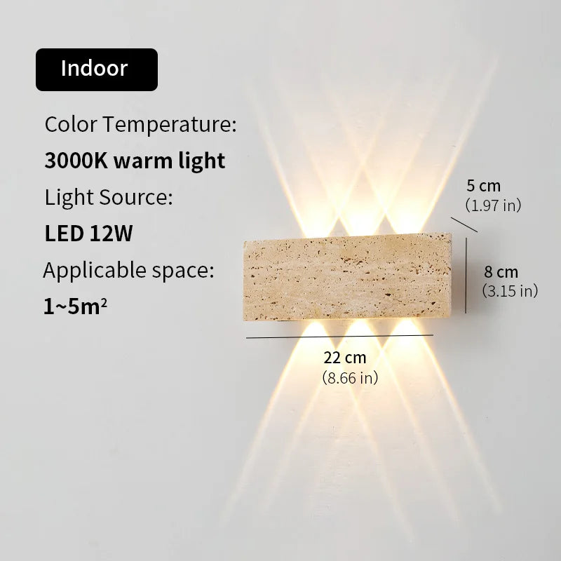 Wabi-Sabi Stone Outdoor Wall Sconce for Garden and Patio Lighting