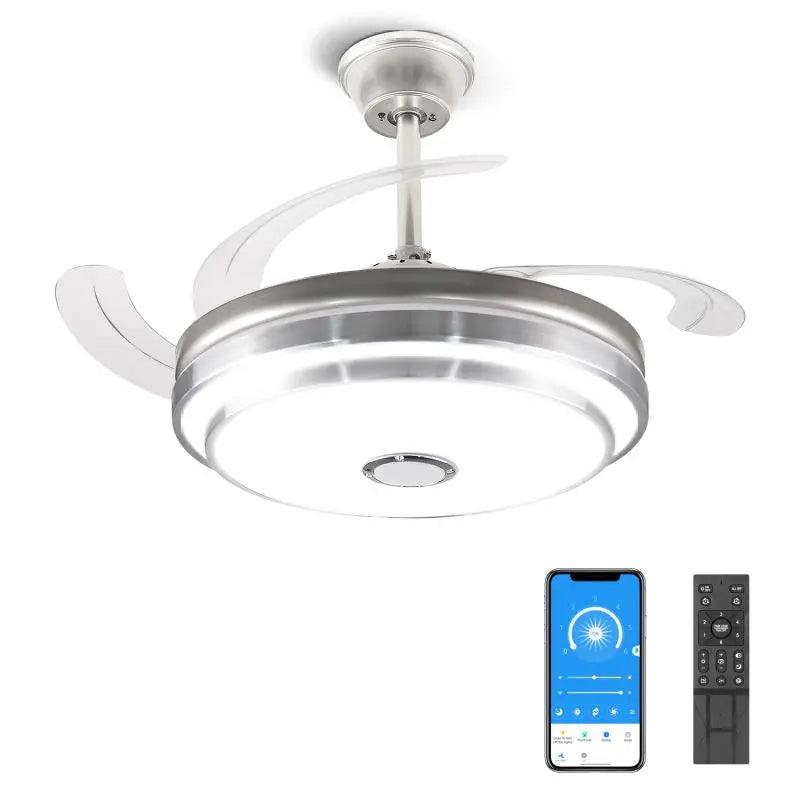 Modern LED Ceiling Fan with Remote Control for Living Room Ambience