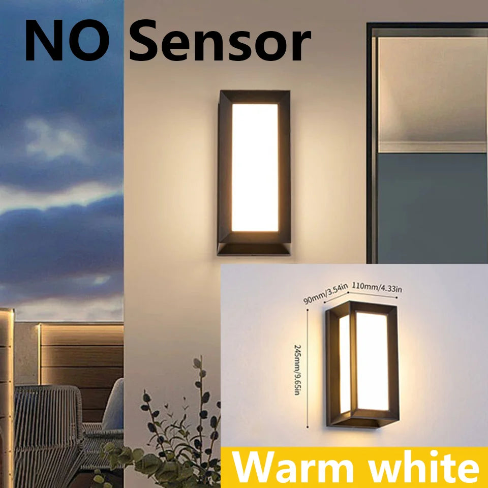 Modern LED Outdoor Wall Light with Motion Sensor for Garden and Porch