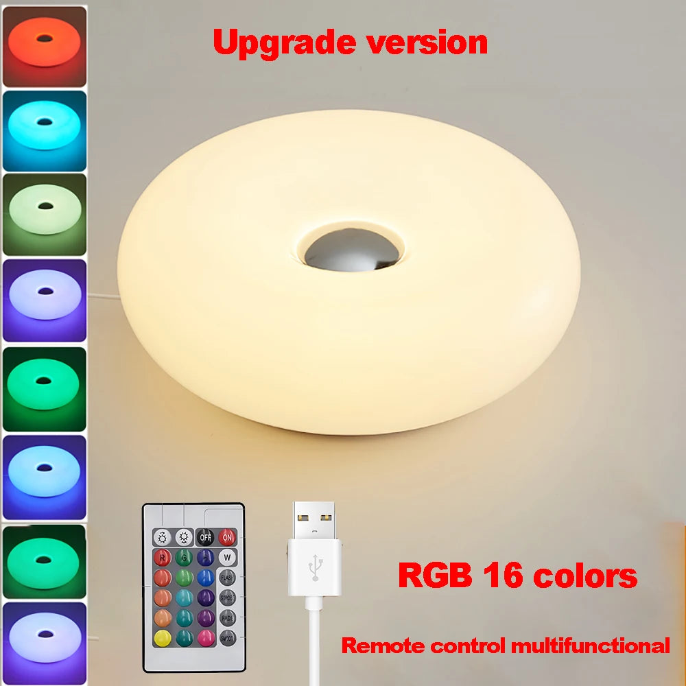 Bauhaus Donut Table Lamp with USB Port for Modern Bedrooms and Cafes