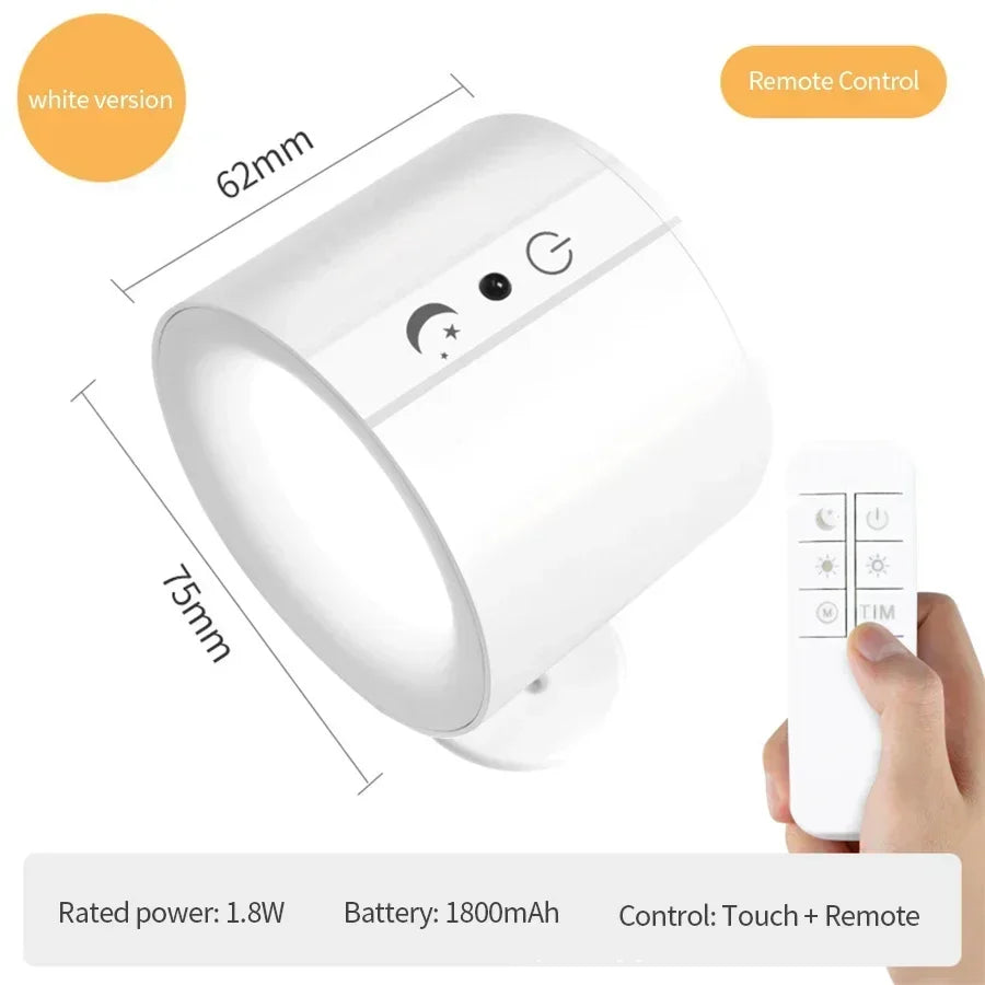 Magnetic LED Wall Spotlight with Remote for Modern Bedroom and Living Room