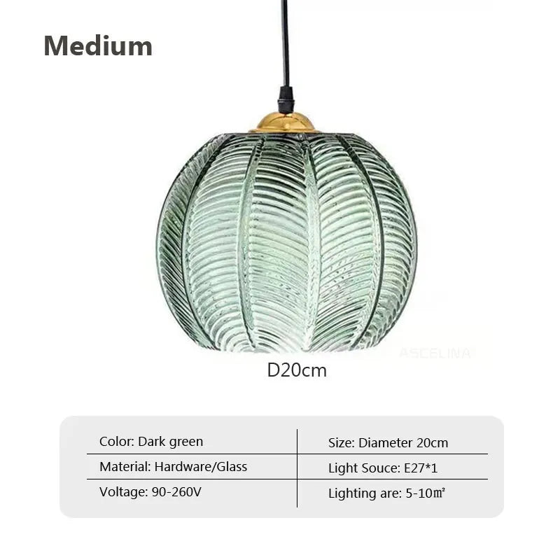 Nordic Glass Pendant Light with Leaf Pattern for Dining Rooms and Hotels