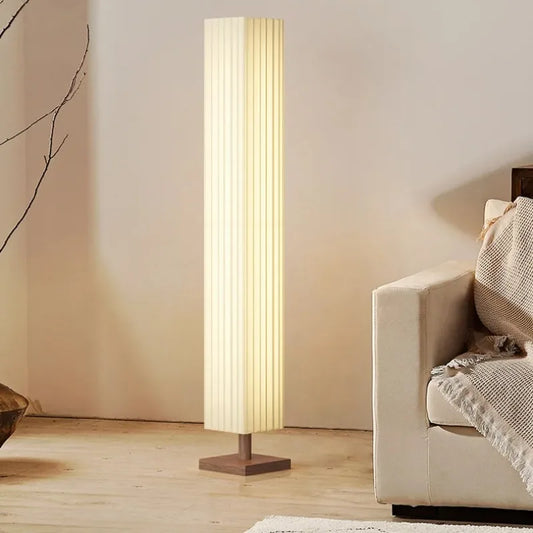 Modern Fabric and Wood Floor Lamp for Living Room and Bedroom