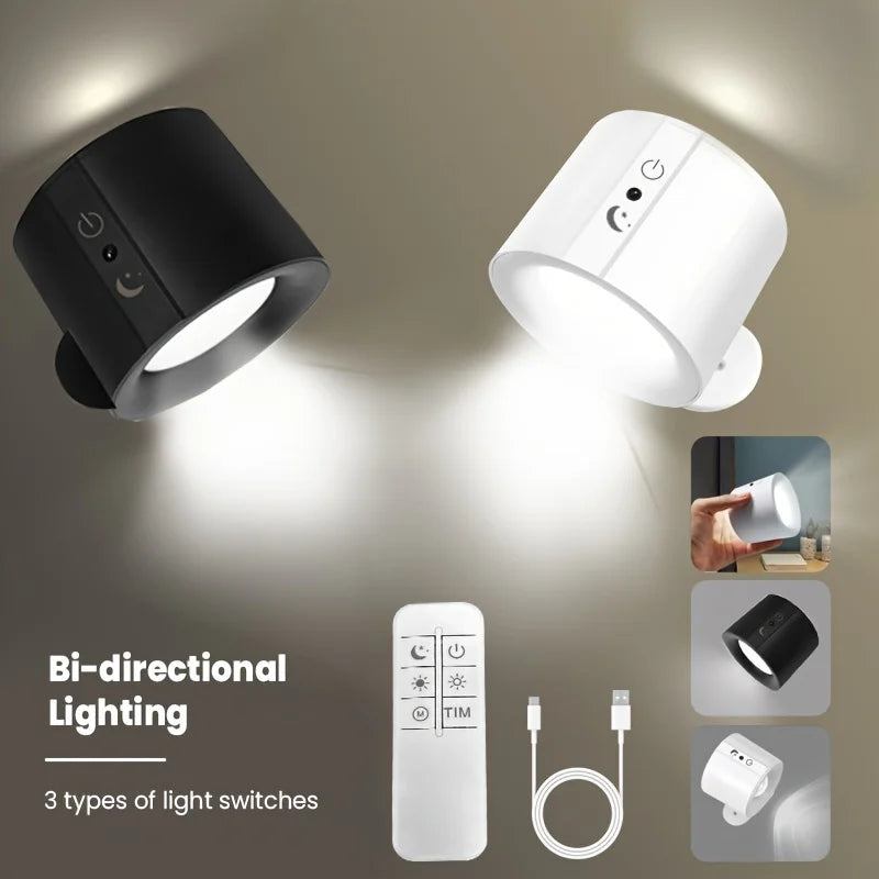 Magnetic LED Wall Spotlight with Remote for Modern Bedroom and Living Room