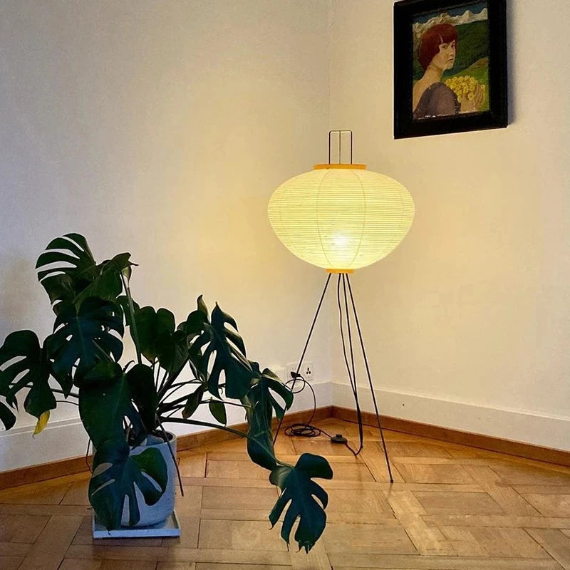Japanese Washi Paper Floor Lamp for Living Rooms and Restaurants