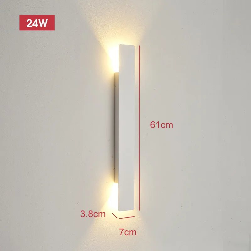 Modern LED Strip Wall Light for Exterior and Bedroom Interiors