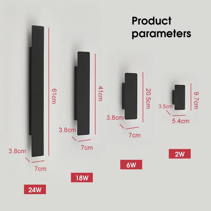 Modern LED Strip Wall Light for Exterior and Bedroom Interiors