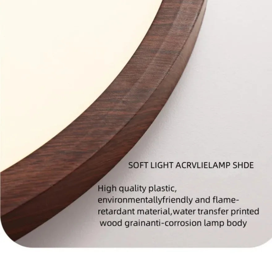 Modern Circular Wood Grain LED Ceiling Light for Living and Dining Rooms