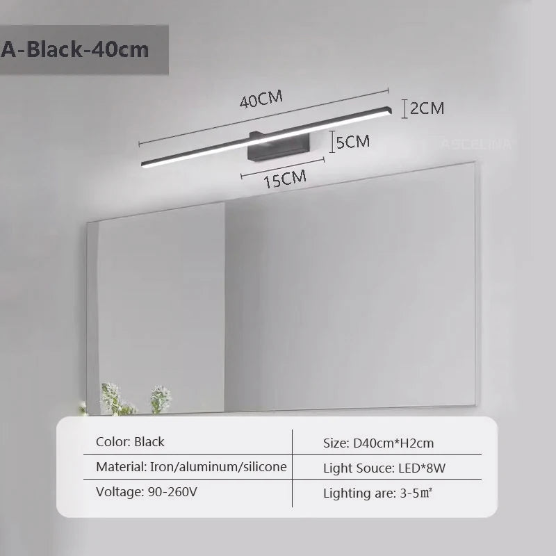 Modern LED Wall Strip Light for Bathroom Mirrors and Vanity Spaces
