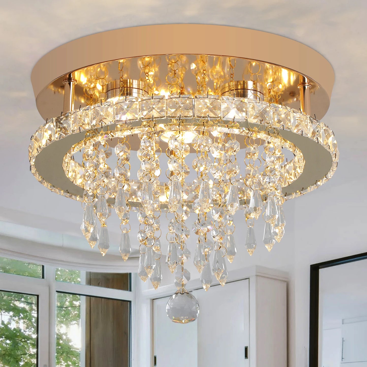 Luxury Gold Crystal Chandelier for Modern Living Room and Bedroom