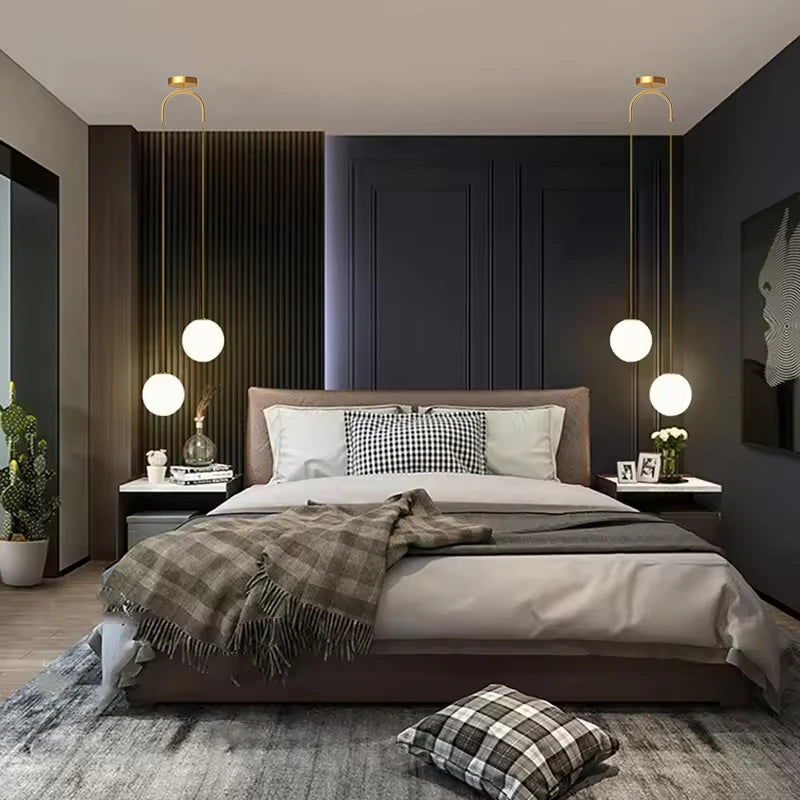 Modern Glass Globe Pendant Light for Bedroom and Dining Room
