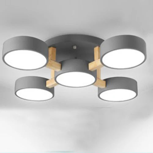 Modern Wooden LED Ceiling Chandelier for Dining Rooms and Contemporary Living Spaces