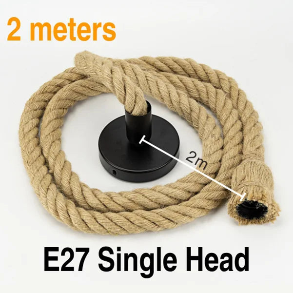 Vintage Hemp Rope Pendant Light for Industrial Loft and Cafe Decor