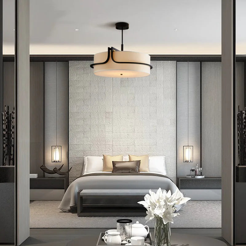 Modern Fabric Drum Pendant Light for Elegant Dining Rooms and Bedrooms