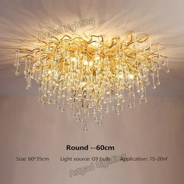 Luxury Rectangular Gold Crystal Chandelier for Modern Dining and Living Rooms
