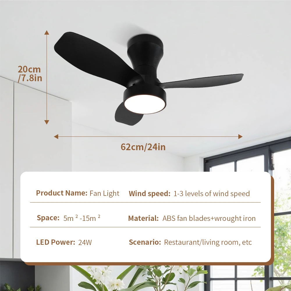 Modern LED Ceiling Fan with Remote for Living Rooms and Bedrooms